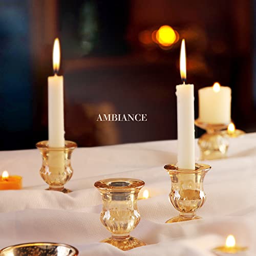 Letine Gold Candlestick Holders Set of 12 - 2.5 Inch Taper Candle Holders Bulk with Variation A-Gold for Wedding Party Christmas