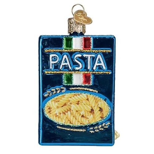 Glass Christmas Ornament - Old World Pasta Box Hand-Painted Holiday Decor