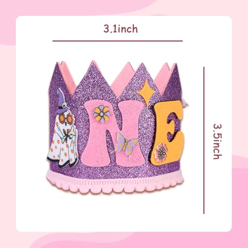 Halloween First Birthday Glitter Crown Hat - Kids Party Costume Accessory
