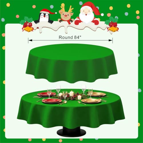 Round Christmas Disposable Plastic Tablecloth - 12 Pcs, Party Cover, Waterproof & Stain-Resistant