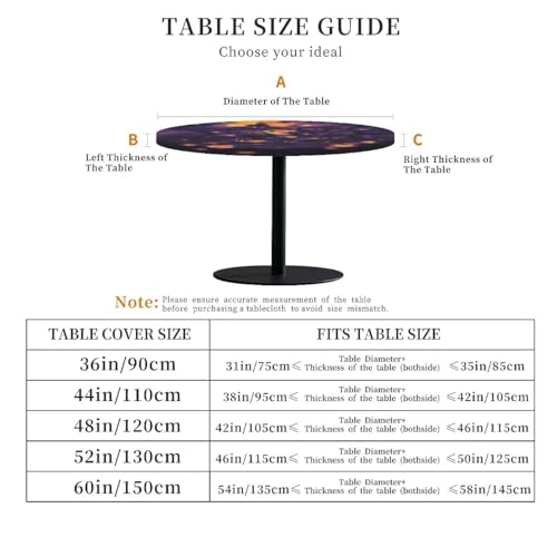 Halloween Spooky Round Fitted Waterproof Tablecloth 48 Inch for Indoor Outdoor