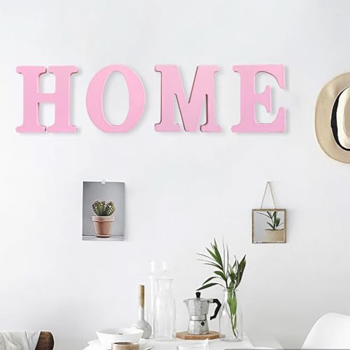 Pink Wooden Letters Unfinished Wall Decor Sign for Crafts & Home Projects - Variation A