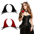 Halloween Headband with Glitter Orange Antlers & Pumpkin Decorations - Black Red Variation