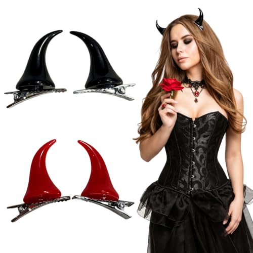 Halloween Headband with Glitter Orange Antlers & Pumpkin Decorations - Black Red Variation
