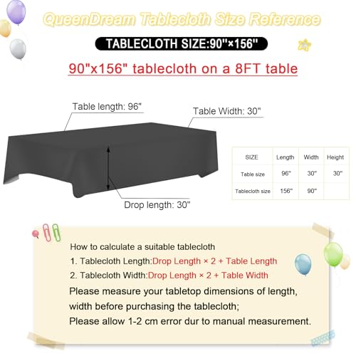 Black Sequin Tablecloth - 90x156 Inch Rectangular Glitter Wedding Linens - QueenDream Variation