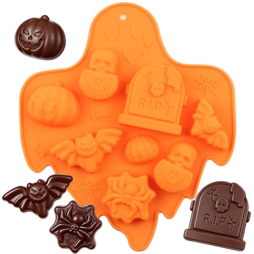 8 Cavity Halloween Silicone Chocolate Molds for Candies & Baking
