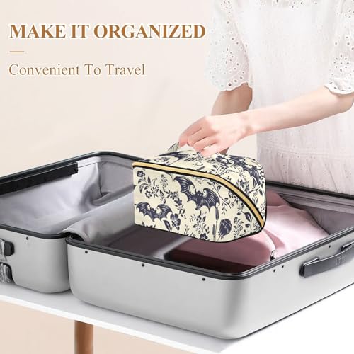 Goth Bats Cosmetic Bag Travel Makeup Organizer with Compartments - Color 01
