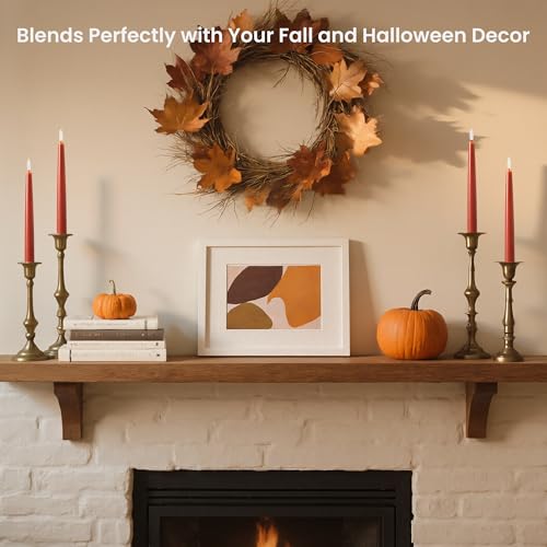 Velsyn Fall Decor Flameless Taper Candles with Remote - 6 Pack, Terracotta Variation