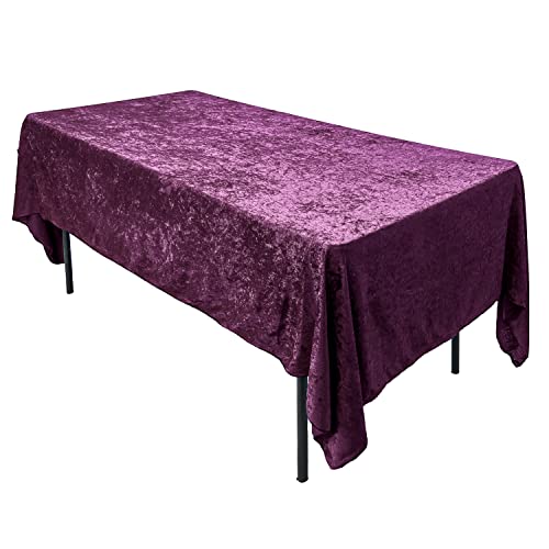 Velvet Rectangular Tablecloth - 60 x 102 Inch Plush Linen for Weddings & Events - Plum, 60x102