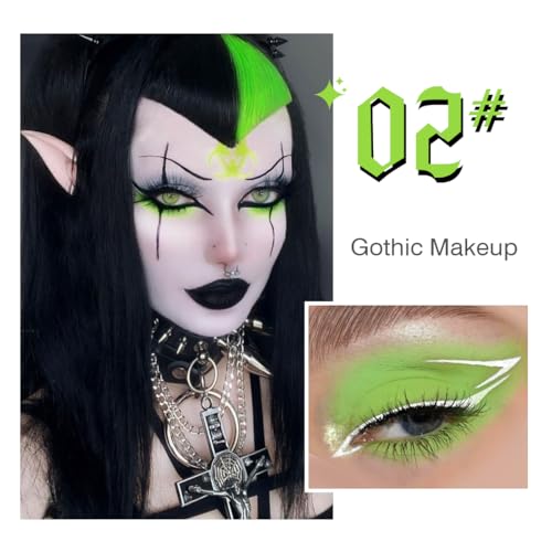 Vegan Green & Brown Eyeshadow Palette - Cyber Zombie Variation #02, Gothic Halloween Makeup