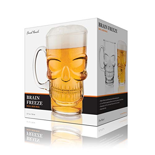 Skull Beer Mug Glass with Handle - 23.7 oz Gothic Drinking Glass