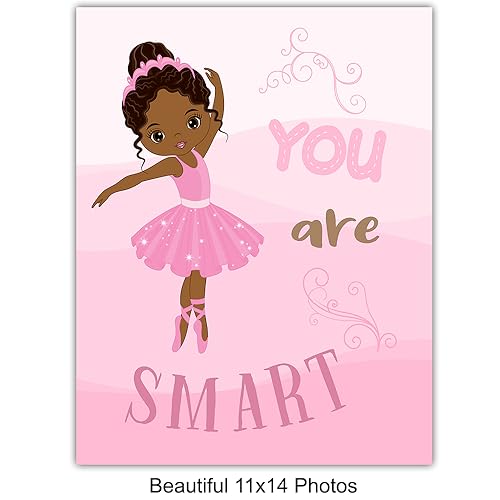Black Girl Nursery Wall Decor 11x14 Inch Print - Black Girl Magic Inspirational Artwork - Pink Girls Room Wall Art - Variation 1