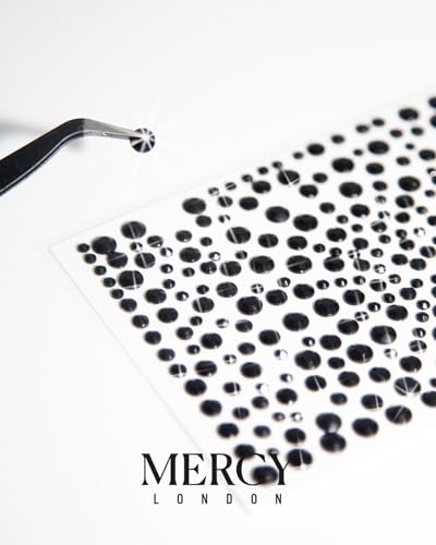 Black Self-Adhesive Rhinestone Stickers for Face and Body Bedazzling - 4 Sheets
