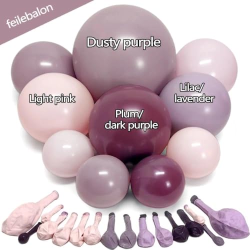 Dusty Purple Pink Balloon Arch Kit Double Stuffed Pastel Pink Lavender for Birthday Bridal Baby Shower Halloween Decor - Variation of Dusty Purple Pink