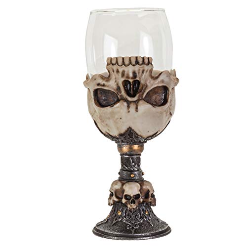 Skull Wine Goblet - Gothic 7oz Ceremonial Stemware with Hand-Painted Bone Design