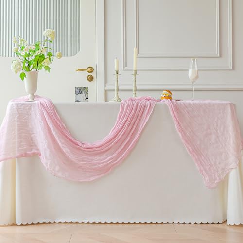 Light Pink Cheesecloth Table Runner 10ft Fall Autumn Wedding Party Decor - Jugbey