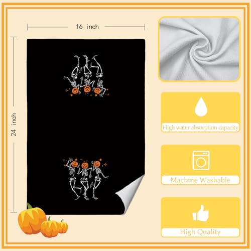 Halloween Goth Skeleton Hand Towels - Skeleton Dancing Style, 16x24 in