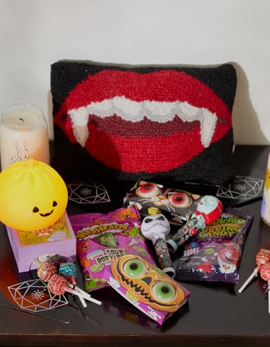 Halloween Vampire Kiss Throw Pillow - 12-Inch Square Wool & Velvet Accent Decor