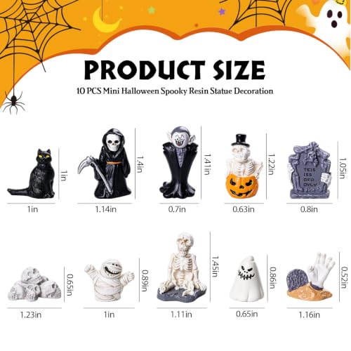 Halloween Mini Car Dashboard Figurines Set - Spooky Gothic Decor 10PCS