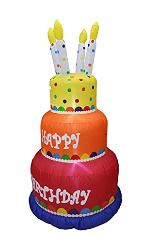 Birthday Party Decorations Bundle with Inflatable Cake & Cupcake Lights - Indoor Outdoor