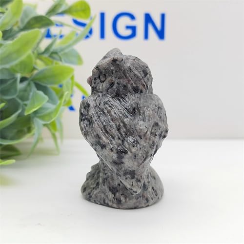 Yooperlite Owl Skull Crystal Figurine Hand Carved Natural Stone Reiki Healing Decor - Black Owl Skull with Fluorescent Glow - 2.3 Inch