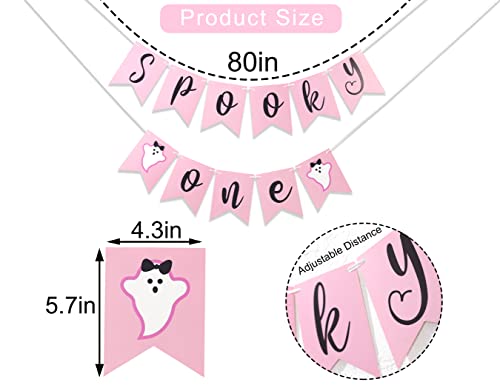 Spooky First Birthday Banner - Pink Ghost Halloween Party Decor, 6.5" x 13"