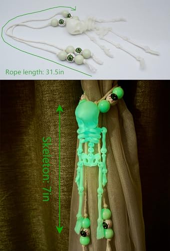 2pcs Luminous Skeleton Halloween Curtain Tiebacks - Creepy Decor Accessories
