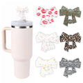 Colorful Printed Bow Straw Topper for Stanley Cups - 6 Colors, Silicone Drink Accessories