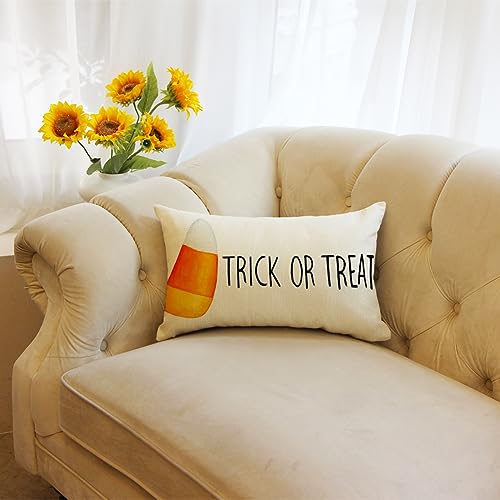 Halloween Candy Corn Throw Pillow Cover, 12x20 Inch Trick or Treat Home Decor