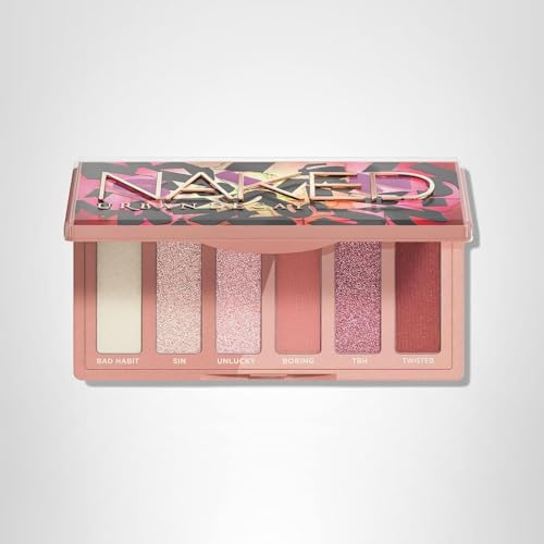 Urban Decay Naked Mini Sin Eyeshadow Palette - Soft Pink Neutral Eyeshadow Palette, Matte, Metallic, Shimmer & Glitter Finish, 6 Blush-toned Nude Eye Shadows, Travel Friendly Size, Vegan, Cruelty-free