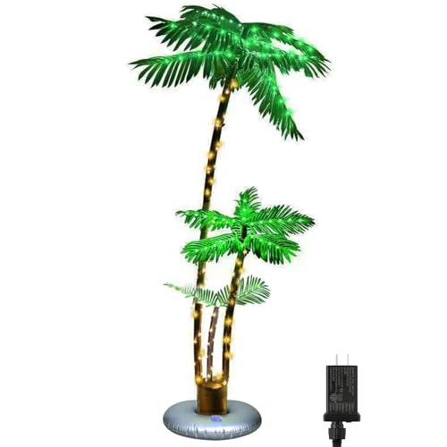 6FT Artificial Palm Tree with 217 LED Lights - Outdoor Indoor Tiki Bar Decor