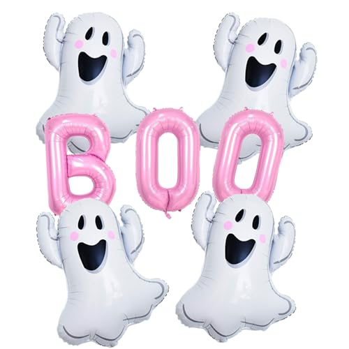 Halloween Balloons Decorations Set Pink BOO Mylar Balloons for Party