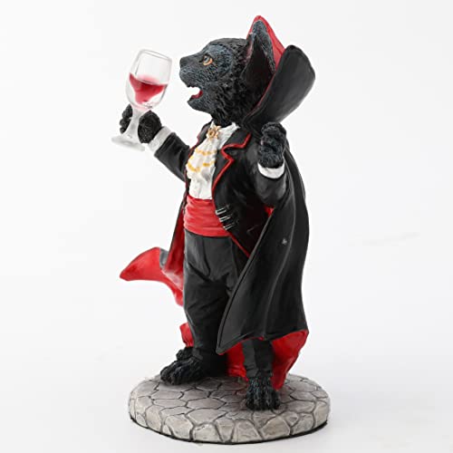 Catcula Vampire Cat Figurine - Hand Painted Resin Halloween Collectible