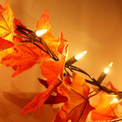 12ft Fall Leaf String Lights with 50 Bulbs - Indoor Outdoor Decor
