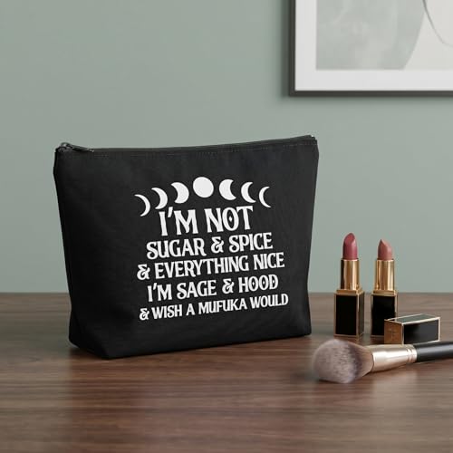 Witchy Makeup Bag with Moon Phase Design - Gothic Gift for Women