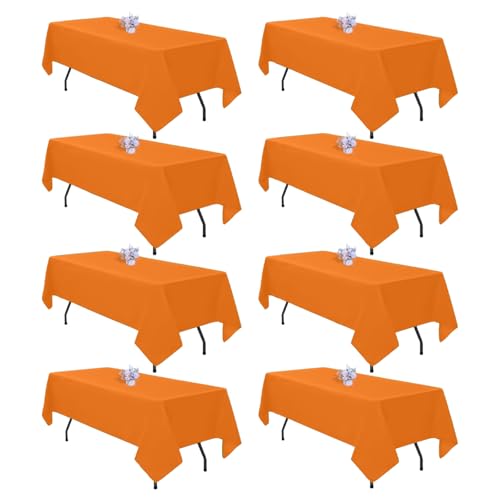 Orange Rectangle Tablecloth for 8ft Tables - 60 x 126 Inches - Pack of 8