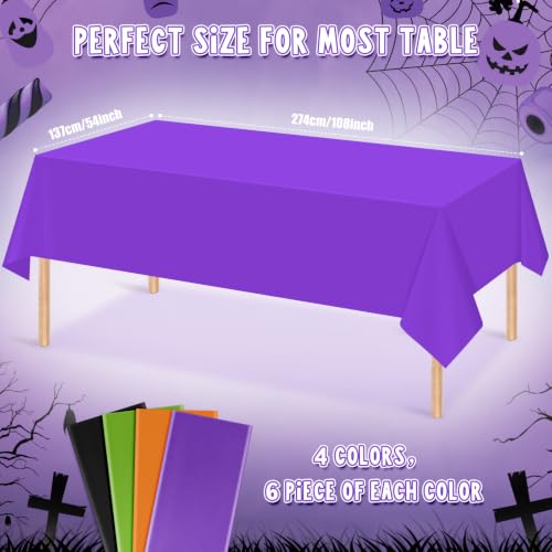 24Pcs Halloween Plastic Tablecloths - Orange Black Purple Green Rectangle Table Covers Variation of THIS listing
