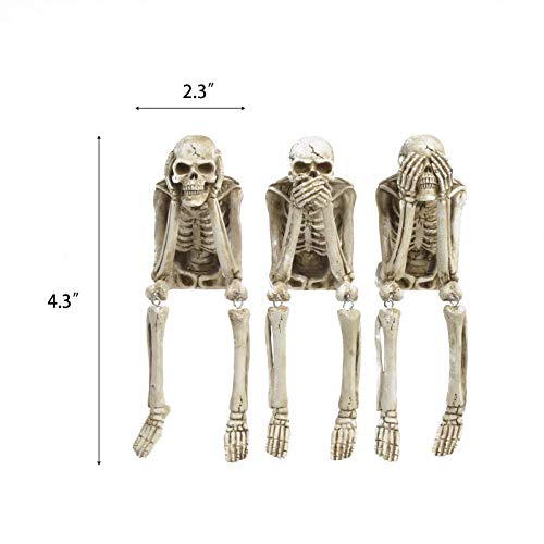 Halloween Skeleton Figurines Set - No Evil Yoga Skeleton Decor - Spooky Home Decor