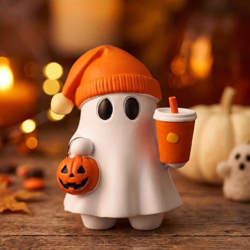Halloween Ghost Figurine with Pumpkin Bucket & Orange Drink - Variation of Ghost Drink