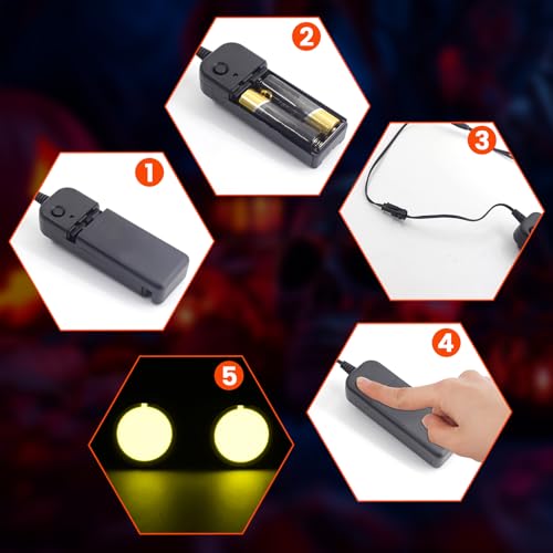 Electroluminescent EL Panel Eyes - Yellow, 30mm Round Neon Glowing Lights - DIY Decoration