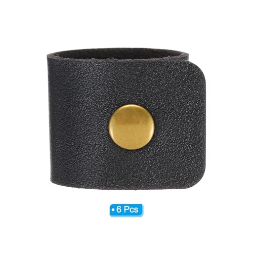 Leather Napkin Rings Set - Black 6 Pcs Rustic Table Decor for Weddings & Holidays