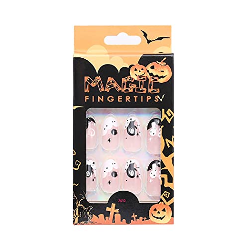 Ghost Press On Nails Short Glossy Virus Fake Nails - Style G
