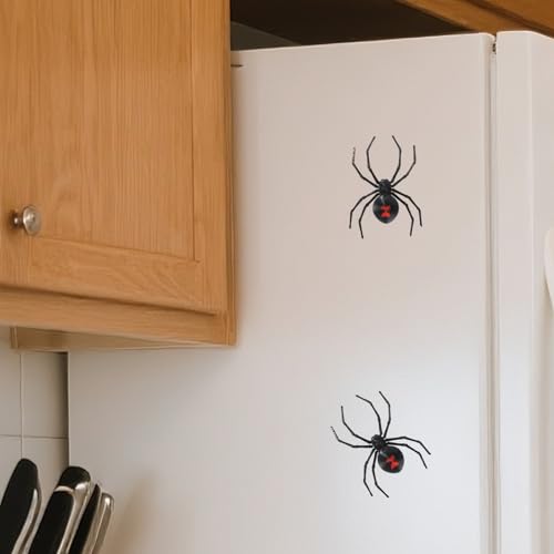 Black Widow Spider Fridge Magnets - 2pcs Realistic Halloween Decor