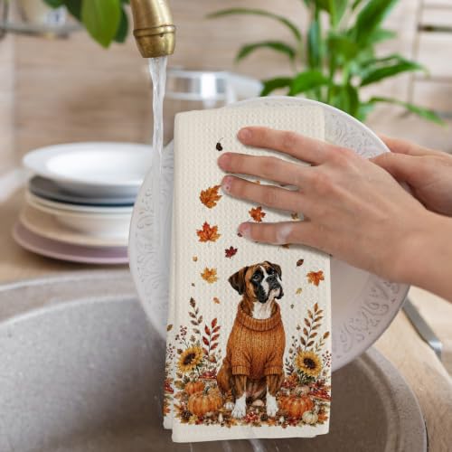 Boxer Dog Kitchen Hand Towels - Fall Decor, 16x24, Funny Gift, Variation of Boxer Dog