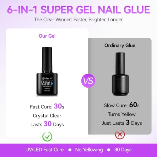 UV Nail Glue Gel 32ML - Strong Press-On & Extension Adhesive, 2pcs 16ML Set