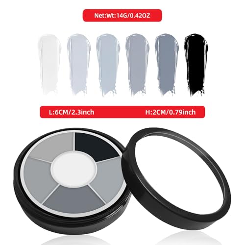 Grey Face Paint Palette - 6 Colors SFX Makeup for Halloween & Cosplay - Waterproof & Washable