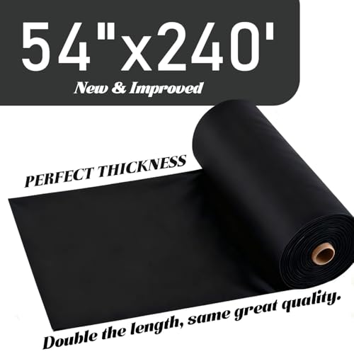 Disposable Plastic Tablecloth Roll 54x2880 Inches, Black, with Cutter for Parties & Events