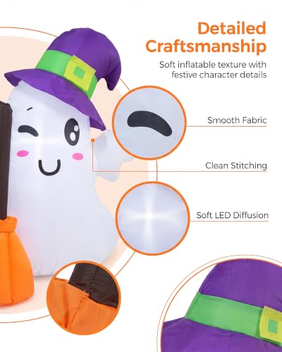 4 Ft Halloween Inflatable Ghost Outdoor Decoration with LED Lights