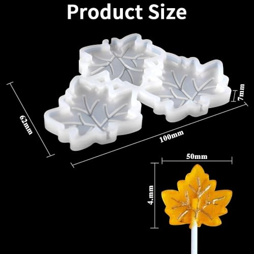 3D Maple Leaf Lollipop Mold Set - Silicone Candy & Cake Decoration Mold with 20 Sticks