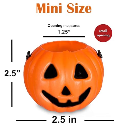 Mini Halloween Pumpkin Buckets 24 Pack - Trick or Treat Candy Holders for Kids